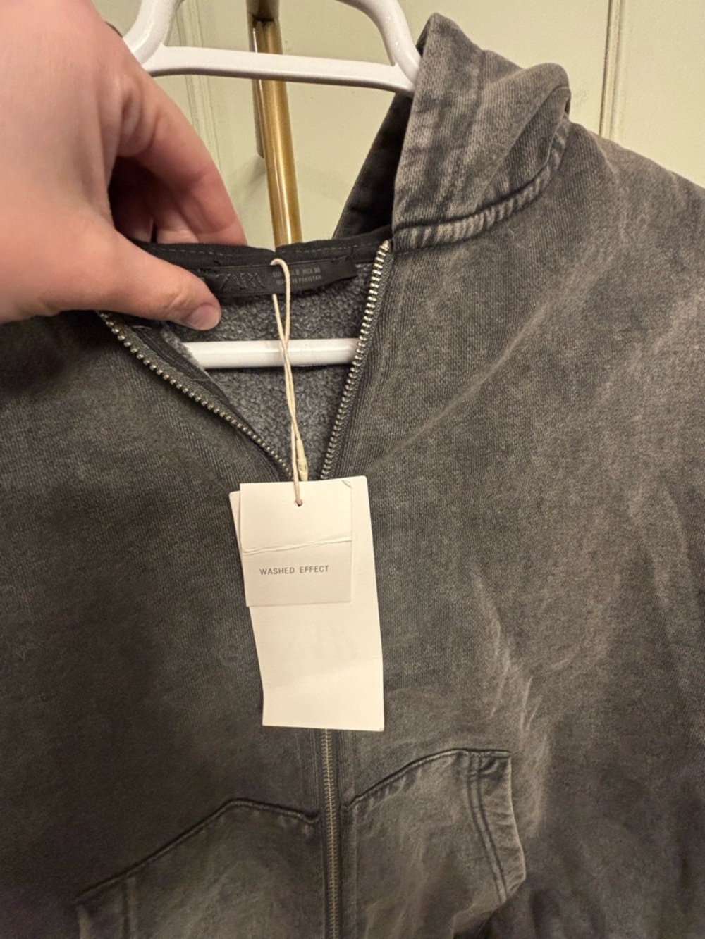 Zara Washed Gray Full-Zip Hooded Sweatshirt MSRP $70 NWT Small - Picture 4 of 4